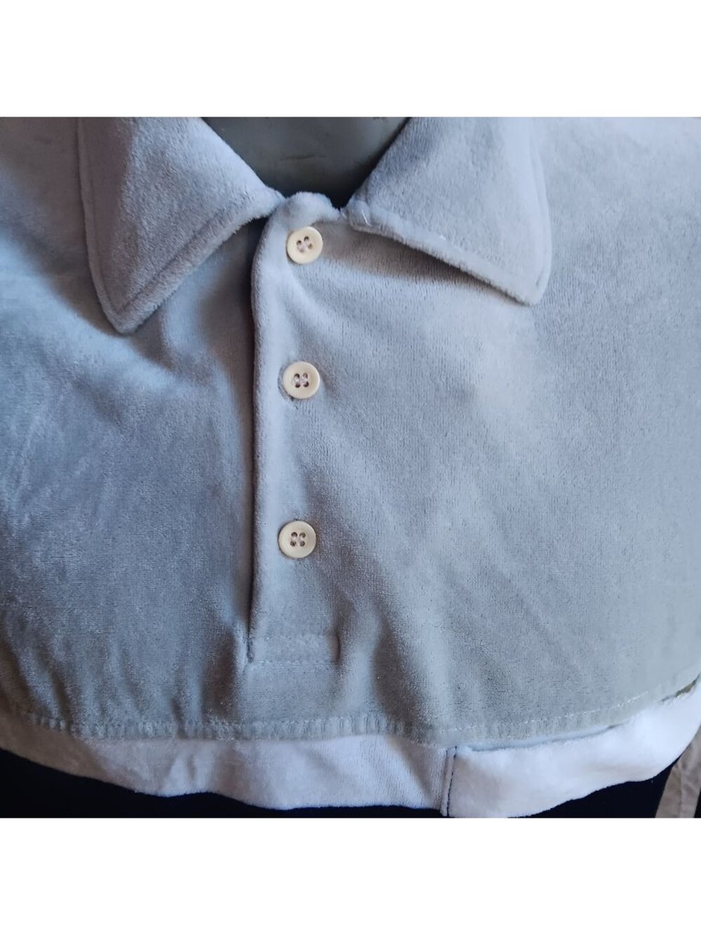 Vintage 1980s Velour Colorblock Pullover Shirt Mens Medium Blue/gray New Wave